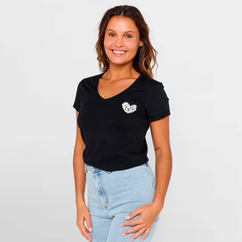 RIP CURL CAMISETA W. HEART V NECK TEE - 0LOWTE 0090