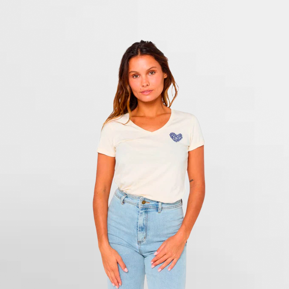 RIP CURL CAMISETA W. HEART V NECK TEE - 0LOWTE 3021