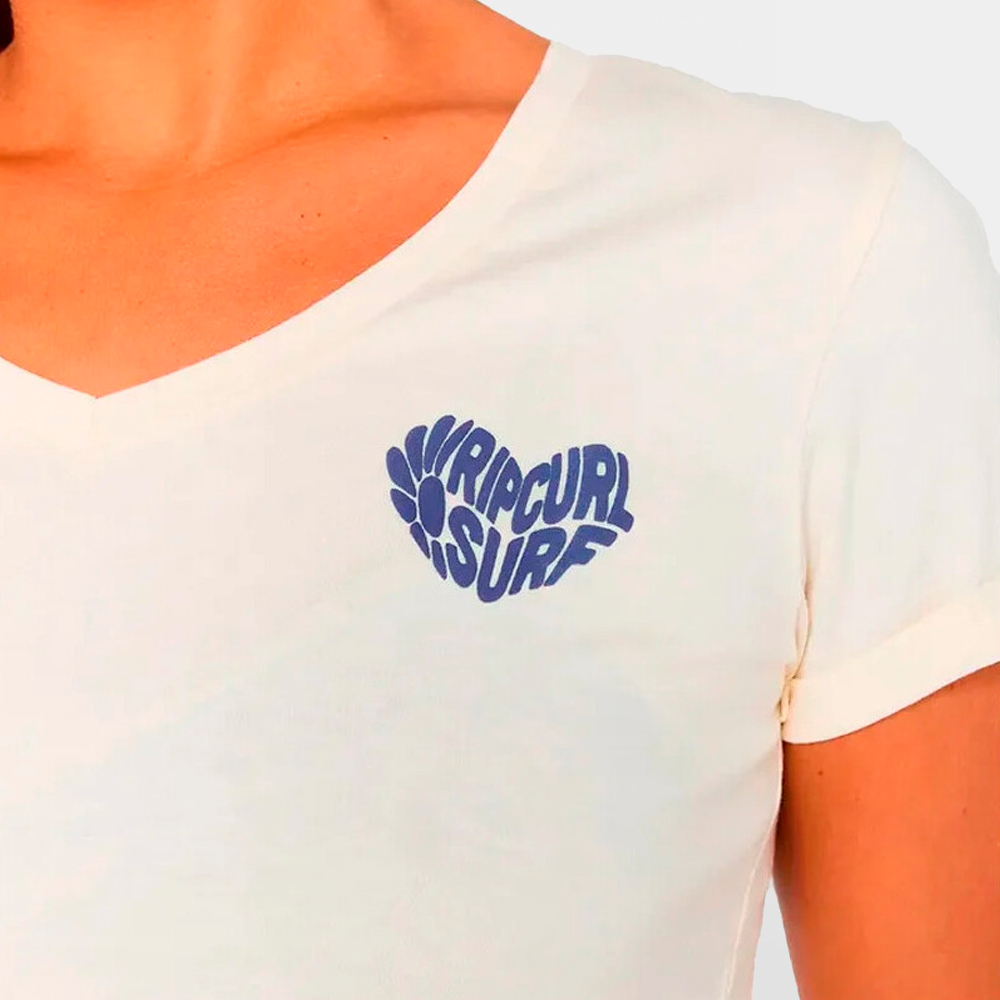 RIP CURL CAMISETA W. HEART V NECK TEE - 0LOWTE 3021