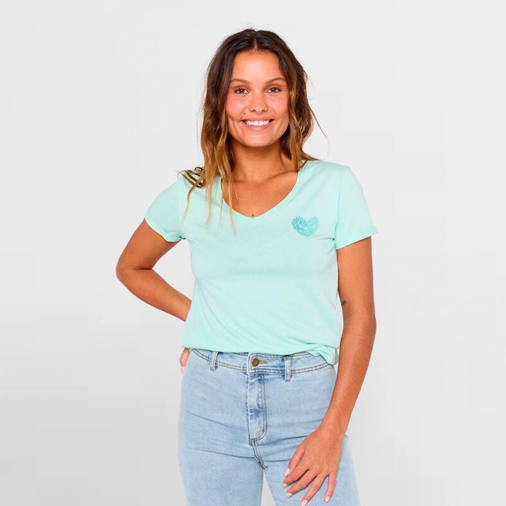 RIP CURL CAMISETA W. HEART V NECK TEE - 0LOWTE 8089